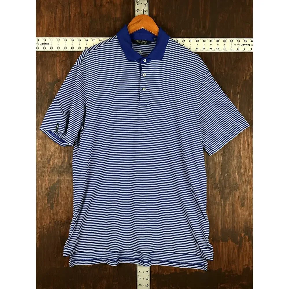 Polo Golf Ralph Lauren Moisture Wicking Polo Shirt Blue White Mens Large Activew